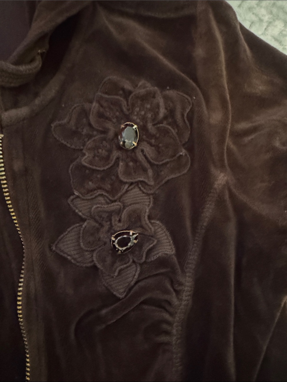 Juicy Couture Brown Velour Jacket with Logo Patch - Picture 4 of 7